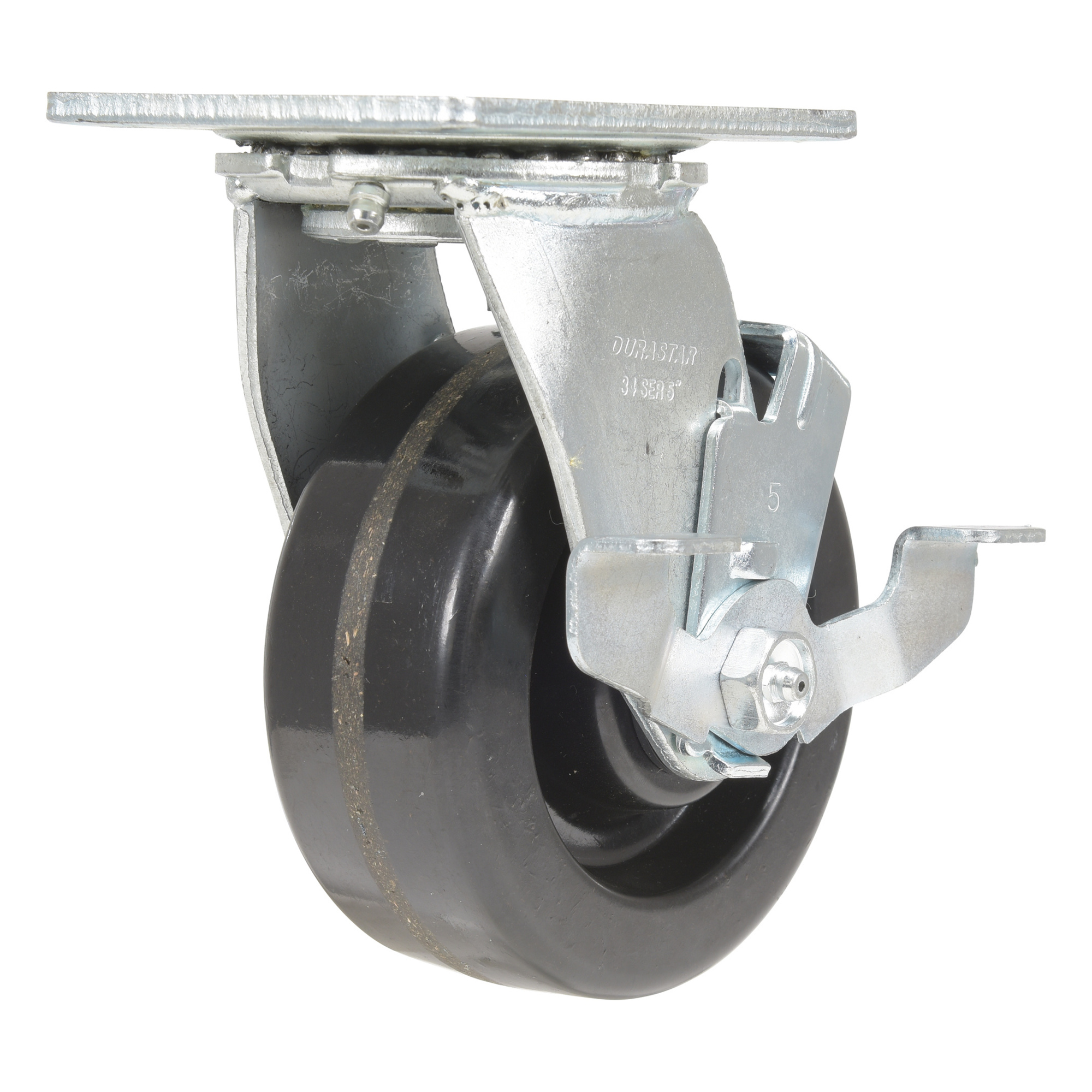 Vestil Phenolic Swivel Caster with Brake - 5in. Diameter x 2in. Width, 1000-Lb. Capacity, Zinc Plated, Model# CST-VE-5X2PH-SWB